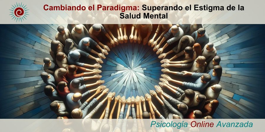 Cambiando el Paradigma: Superando el Estigma de la Salud Mental. Esta imagen simboliza la unidad y el apoyo comunitario en la lucha contra el estigma de la salud mental. Representa a un grupo diverso de personas, uniendo sus manos o formando un círculo, destacando la solidaridad y el esfuerzo colectivo necesarios para cambiar las percepciones sobre la salud mental. La composición visual transmite un mensaje de esperanza y apoyo, enfatizando la importancia de la comunidad en la superación de los desafíos asociados con los trastornos mentales. Esta poderosa representación visual es un recordatorio de que juntos, podemos hacer frente a los prejuicios y fomentar un entorno más inclusivo y comprensivo.