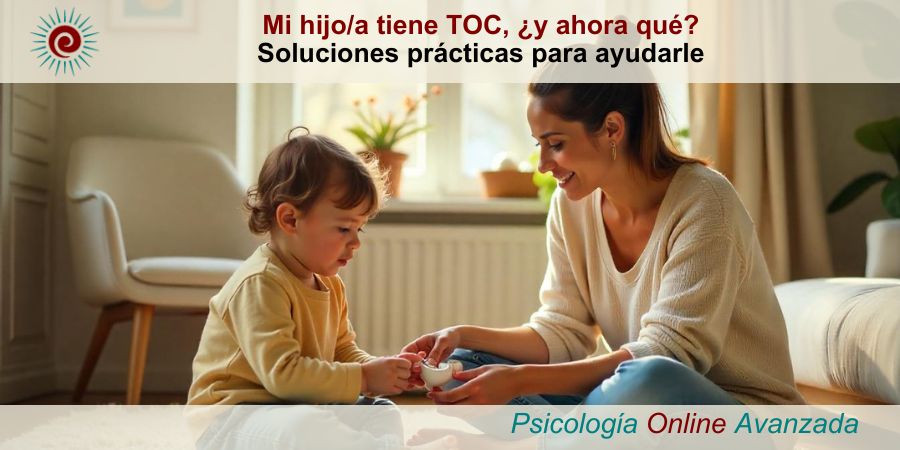 Madre acompañando a su hijo/a reflexivo/a en una habitación, representando el apoyo familiar y los desafíos emocionales de vivir con TOC, junto con la búsqueda de soluciones prácticas.