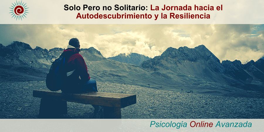 Solo Pero no Solitario: La Jornada hacia el Autodescubrimiento y la Resiliencia. Un hombre contemplativo sentado solo en un banco de madera, enfrentandose a un vasto y sereno paisaje de montañas bajo un cielo al atardecer. La escena transmite una atmosfera de paz y reflexion, ilustrando el concepto de autodescubrimiento y resiliencia personal en medio de la naturaleza. La imagen captura el espiritu de introspeccion y la belleza de encontrar fortaleza en la soledad, simbolizando el viaje hacia el crecimiento personal y emocional. Este momento de tranquilidad invita a los lectores a explorar la profundidad de su ser en la busqueda de autenticidad y proposito.