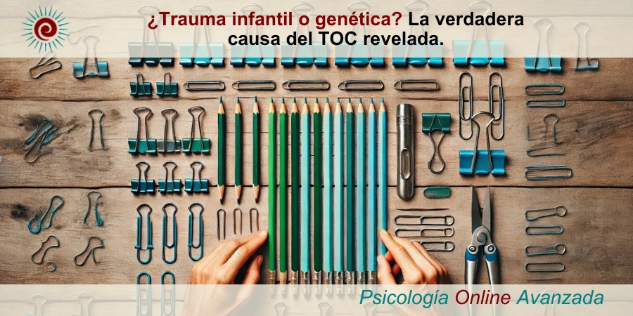 La imagen que acompaña el artículo "¿Trauma infantil o genetica? La verdadera causa del TOC revelada" muestra una mesa de trabajo meticulosamente ordenada. En ella se pueden ver varios elementos de oficina como lápices, clips, tijeras y otras herramientas, organizados de manera simétrica y precisa. Cada objeto está colocado en su lugar con una notable atención al detalle, reflejando una estética de orden y perfección. Este tipo de disposición puede ser representativa de los comportamientos asociados con el Trastorno Obsesivo-Compulsivo (TOC), donde la organización y el control son aspectos centrales.